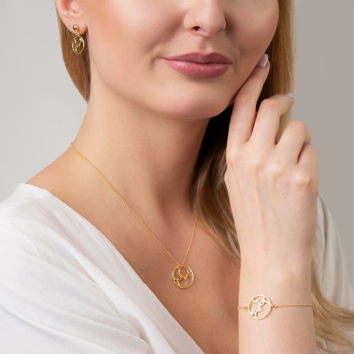 Bransoletka celebrytka serce Savicki: srebrna pozłacana, cyrkonia